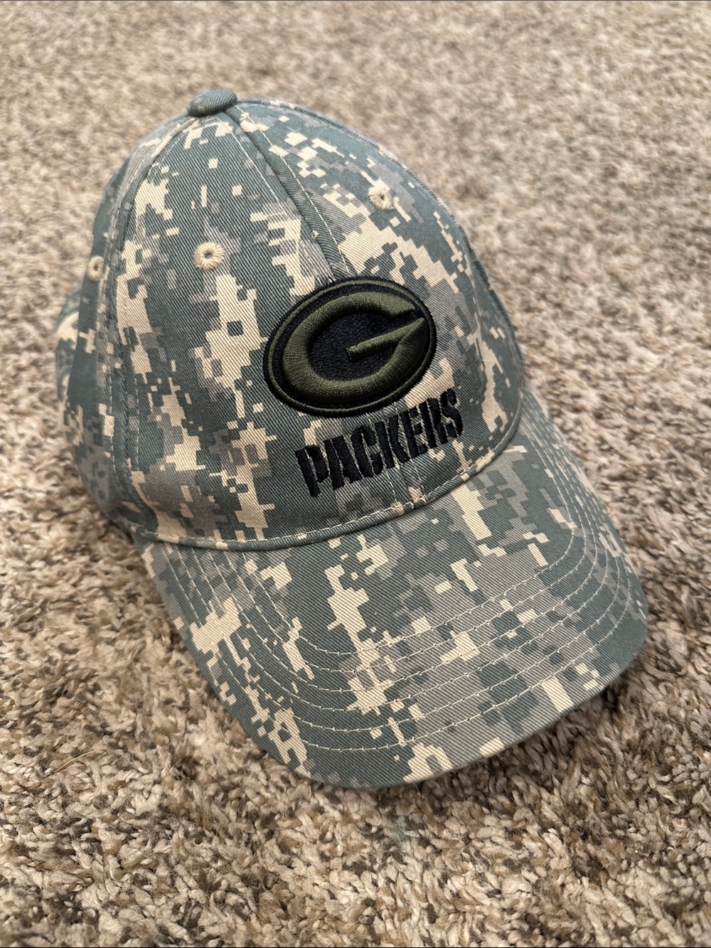 NFL Green Bay Packers Camo Hat with Black Brim